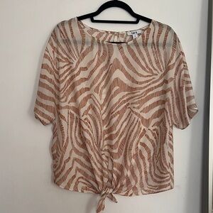 Bar III Tan and Brown Zebra Print Blouse